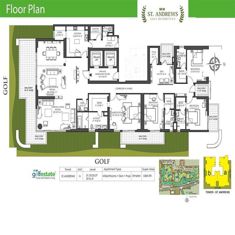 M3M-St.Andrews-Golf-Residences-4-BHK-Floor-Plan