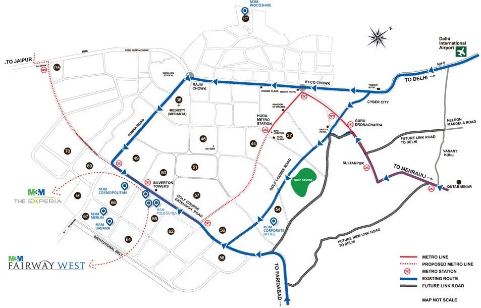 M3M fairway West Location Map