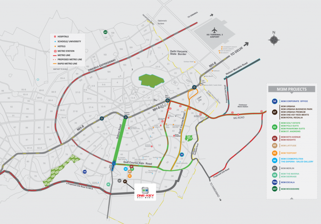 M3M One Key Resiments Location Map