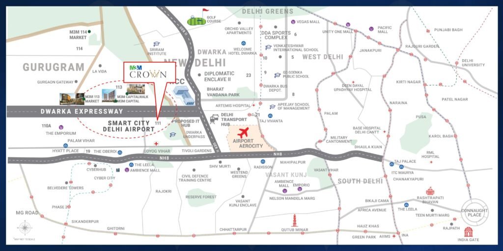 M3M Crown Location Map