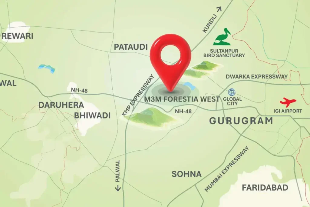 M3m Forestia East Location Map